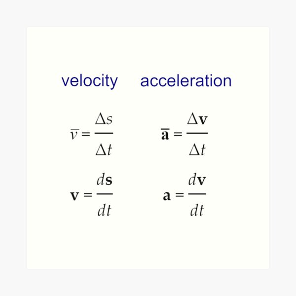 #Velocity, #Acceleration, #Physics, #Mechanics Art Print