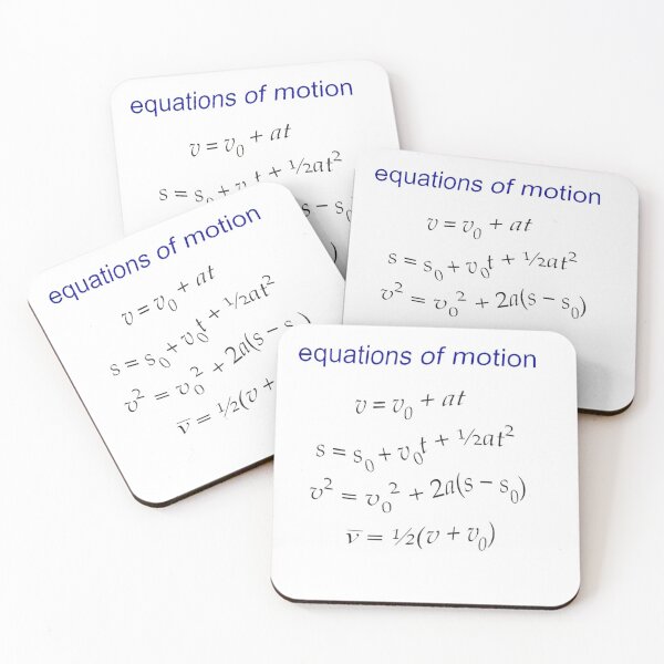 #Equation of #Motion, #Velocity, #Acceleration, #Physics, #Mechanics Coasters (Set of 4)