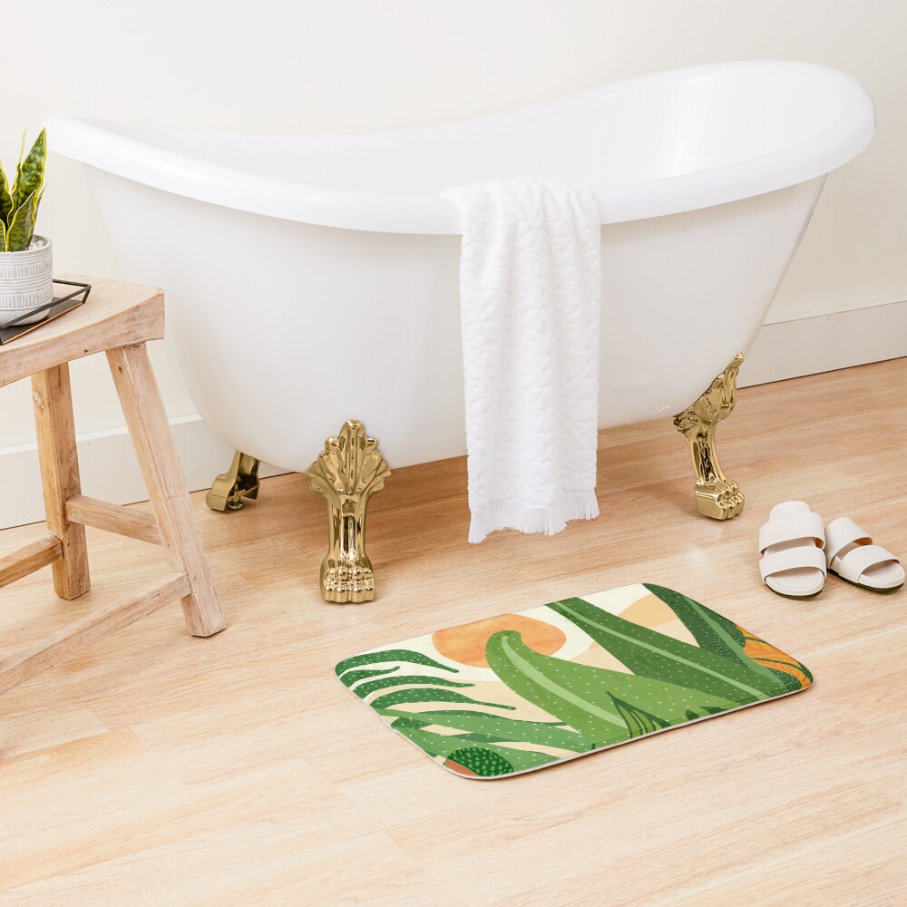 "Jungle Evening" Bath Mat for Sale by moderntropical Redbubble
