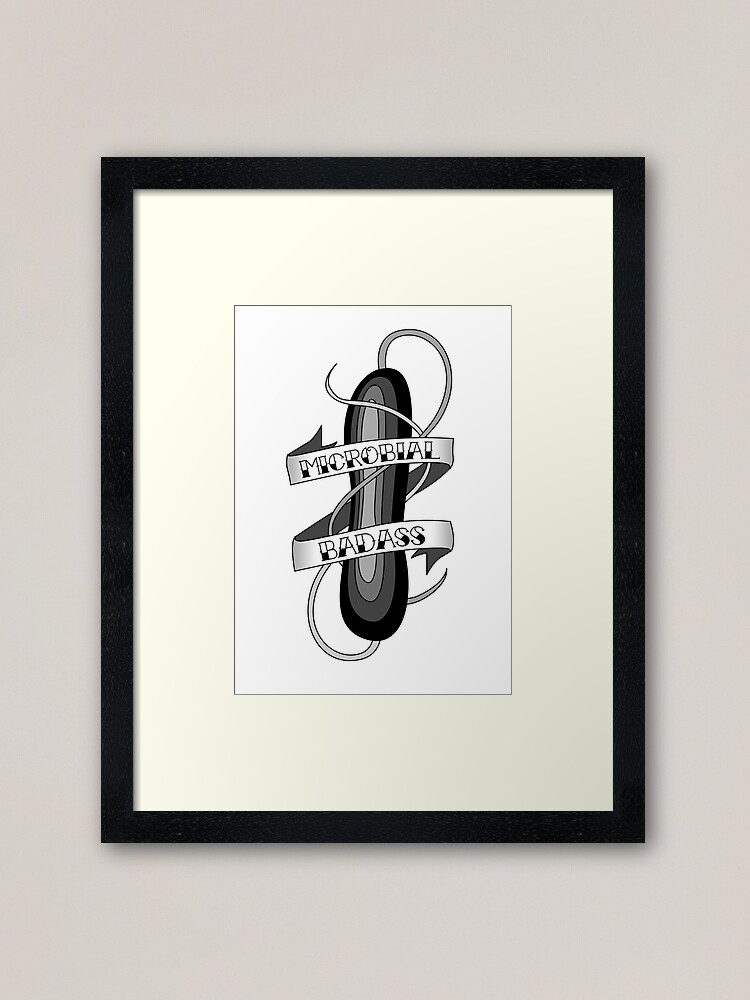Alternate view of Microbial Badass Tattoo - black and white Framed Art Print
