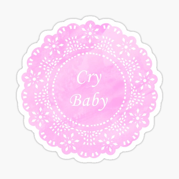 Pink Lace Doily Cry Baby Sticker
