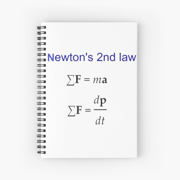 #Newton's Second Law, #NewtonsSecondLaw #Equation of #Motion, Velocity, Acceleration, Physics, Mechanics Spiral Notebook