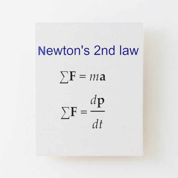 #Newton's Second Law, #NewtonsSecondLaw #Equation of #Motion, Velocity, Acceleration, Physics, Mechanics Wood Mounted Print