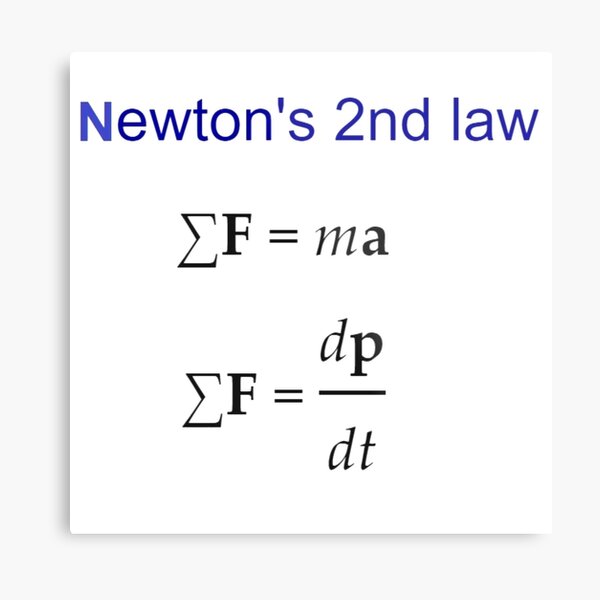Physics Prints,  #Newton's Second Law, #NewtonsSecondLaw #Equation of #Motion, Velocity, Acceleration, Physics, Mechanics Metal Print