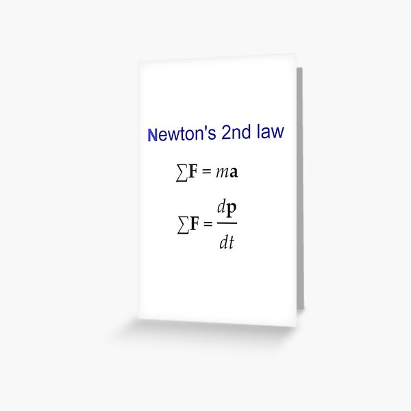 #Newton's Second Law, #NewtonsSecondLaw #Equation of #Motion, Velocity, Acceleration, Physics, Mechanics Greeting Card