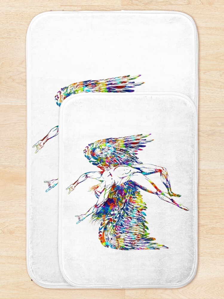 Alternate view of ICARUS THROWS THE HORNS - paint splotches *awesome UNLISTED designs in my portfolio* Bath Mat