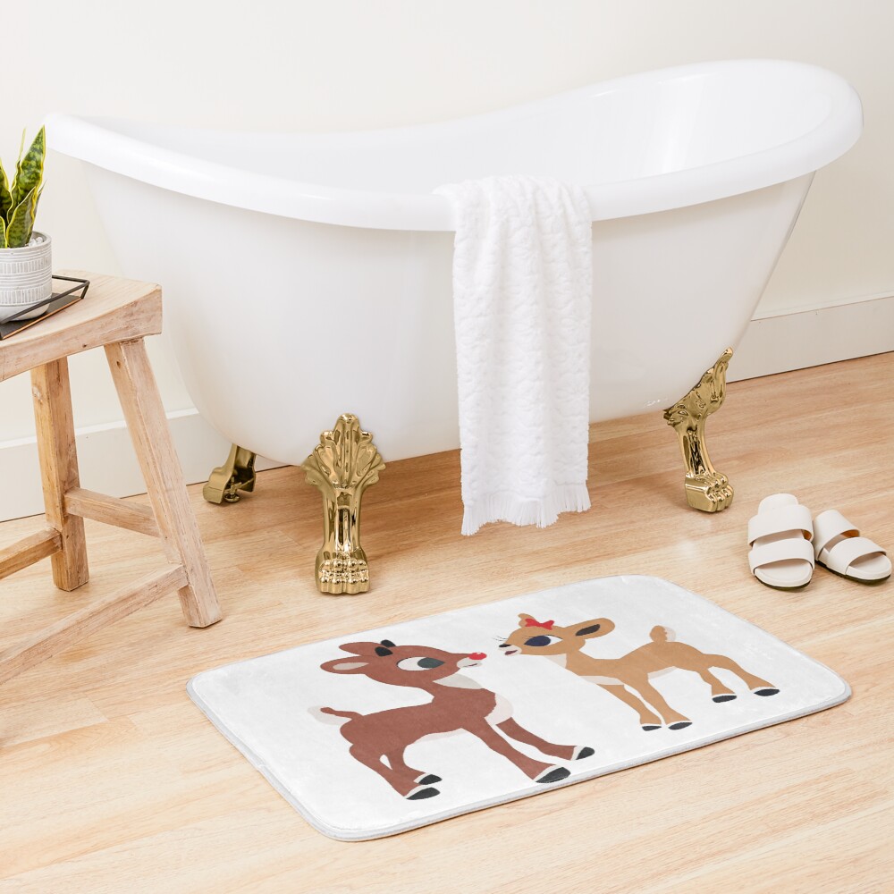 Classic Rudolph and Clarice - © GraphicLoveShop Bath Mat