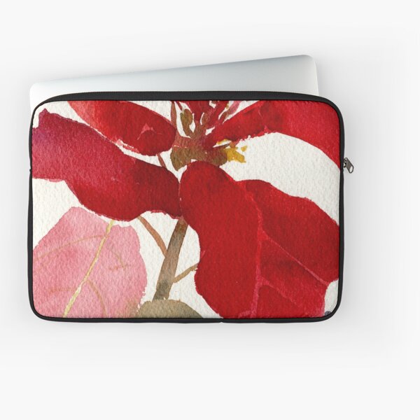 Poinsettia Watercolor Laptop Sleeve