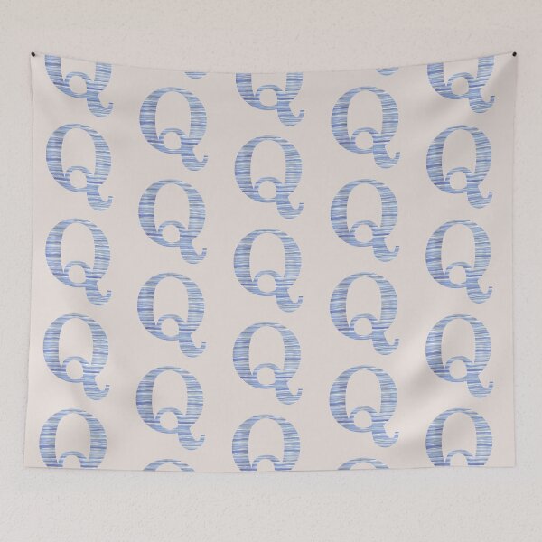 Item preview, Letter Q Blue Watercolor Stripes Monogram Initial designed and sold by theartofvikki.