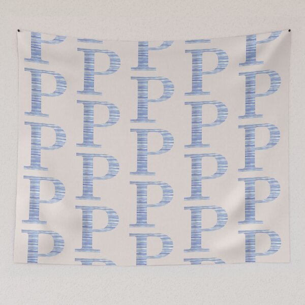 Item preview, Letter P Blue Watercolor Stripes Monogram Initial designed and sold by theartofvikki.