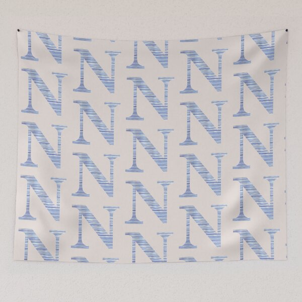 Item preview, Letter N Blue Watercolor Stripes Monogram Initial designed and sold by theartofvikki.