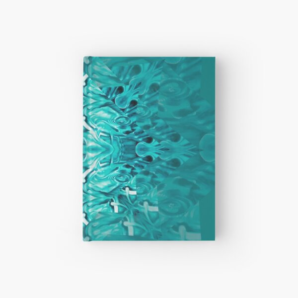 Teal Blue Velvet Splash star mandala water ocean waves pattern Hardcover Journal