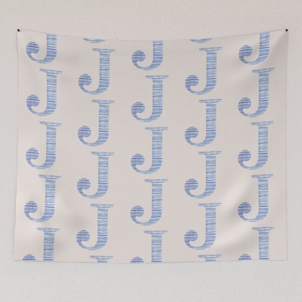 Item preview, Letter J Blue Watercolor Stripes Monogram Initial designed and sold by theartofvikki.