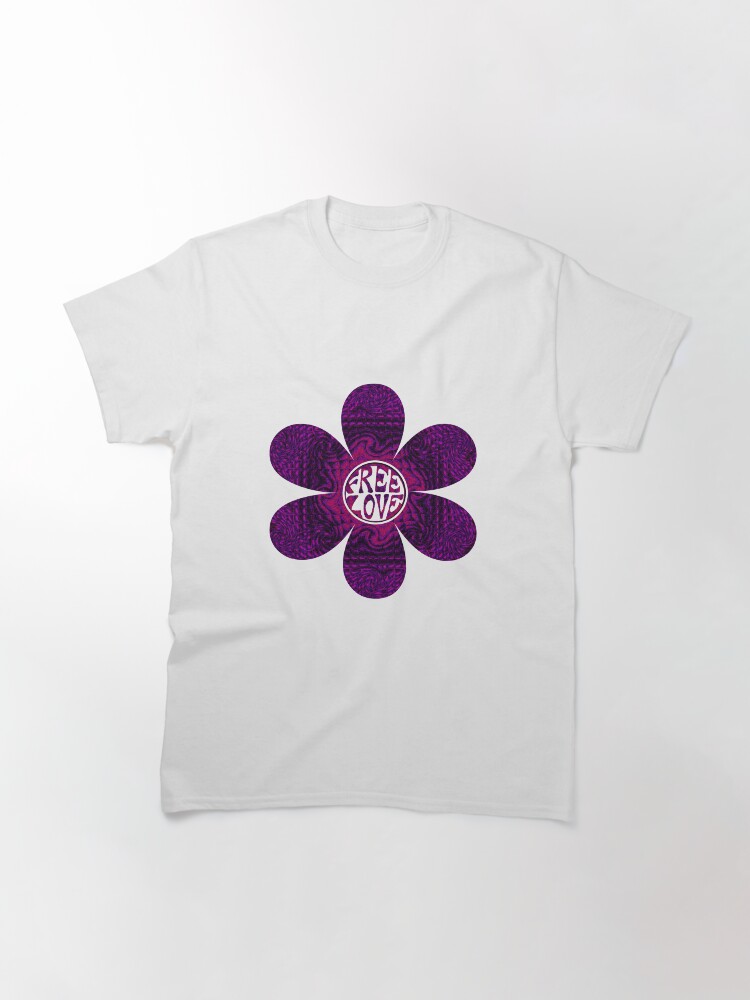 Thumbnail 3 of 7, Classic T-Shirt, Deep Purple Trippy Love Flower designed and sold by MagickMama.