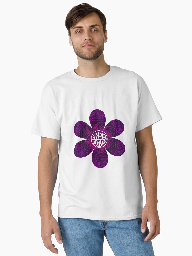 Thumbnail 1 of 7, Classic T-Shirt, Deep Purple Trippy Love Flower designed and sold by MagickMama.