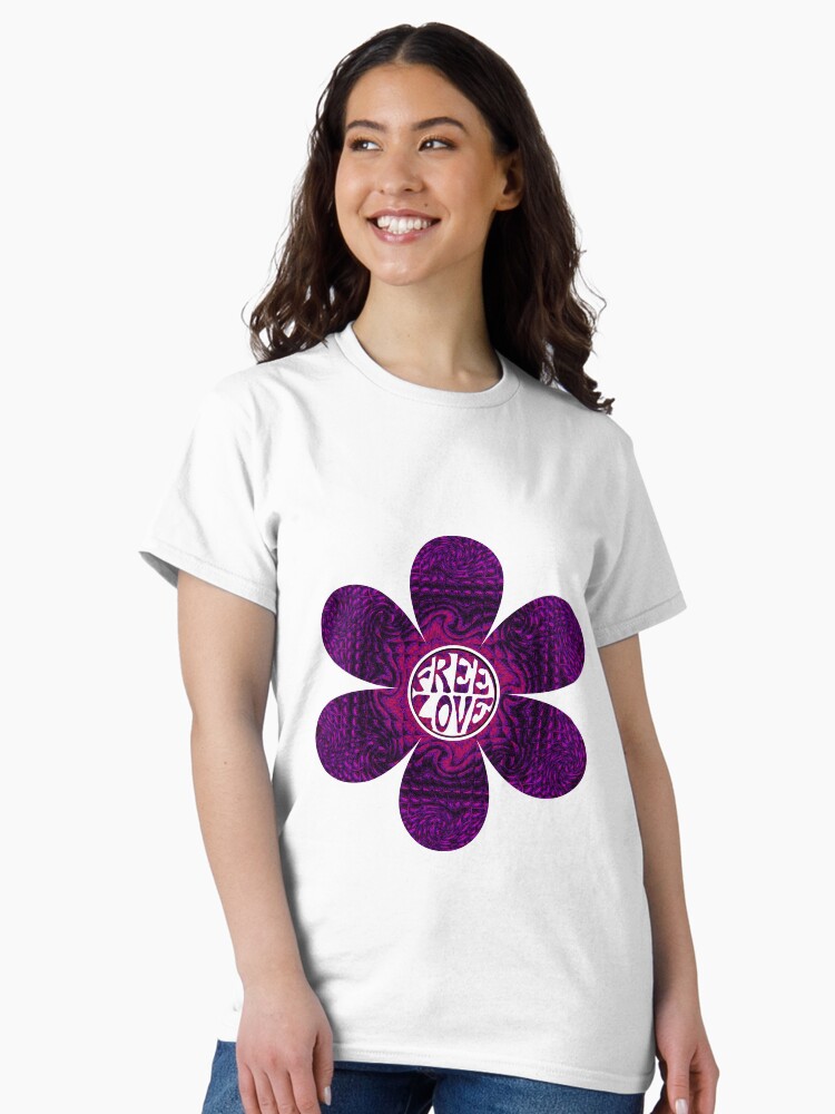 Thumbnail 2 of 7, Classic T-Shirt, Deep Purple Trippy Love Flower designed and sold by MagickMama.