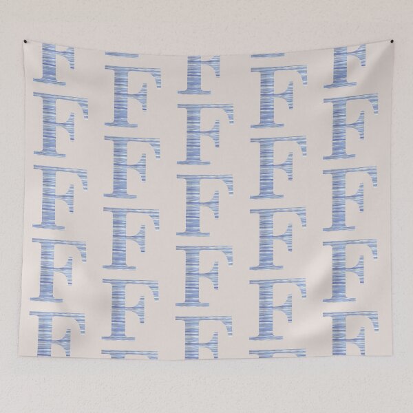 Item preview, Letter F Blue Watercolor Stripes Monogram Initial designed and sold by theartofvikki.