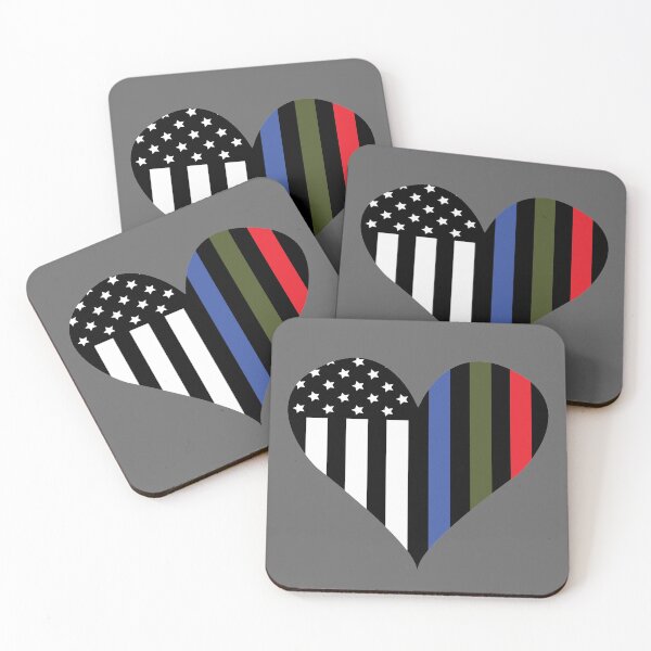 Item preview, Police, Military and Fire Heart Flag  designed and sold by CM-PD.