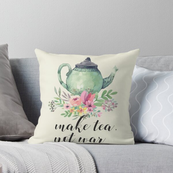 Item preview, Make tea not war Quote Kitchen Art Hand Lettering Calligraphy Pot Design Watercolor designed and sold by tanabe.