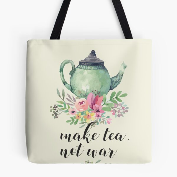 Item preview, Make tea not war Quote Kitchen Art Hand Lettering Calligraphy Pot Design Watercolor designed and sold by tanabe.
