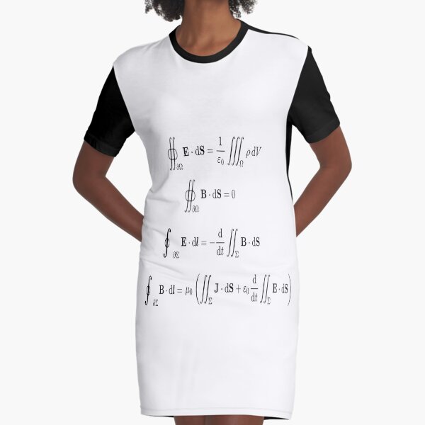 Maxwell's equations, #Maxwells, #equations, #MaxwellsEquations, Maxwell, equation, MaxwellEquations, #Physics, Electricity, Electrodynamics, Electromagnetism Graphic T-Shirt Dress