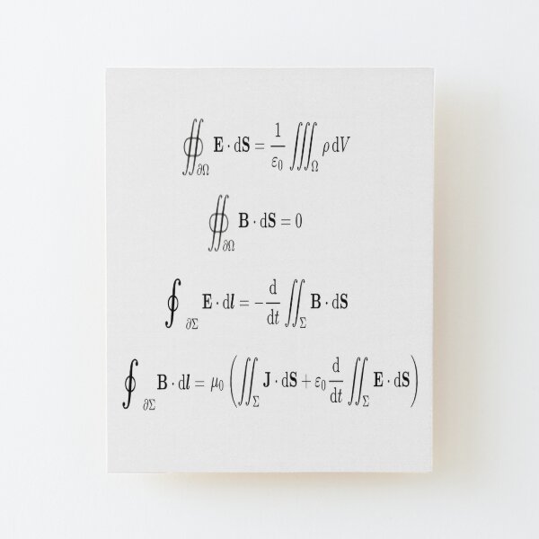 Maxwell's equations, #Maxwells, #equations, #MaxwellsEquations, Maxwell, equation, MaxwellEquations, #Physics, Electricity, Electrodynamics, Electromagnetism Wood Mounted Print