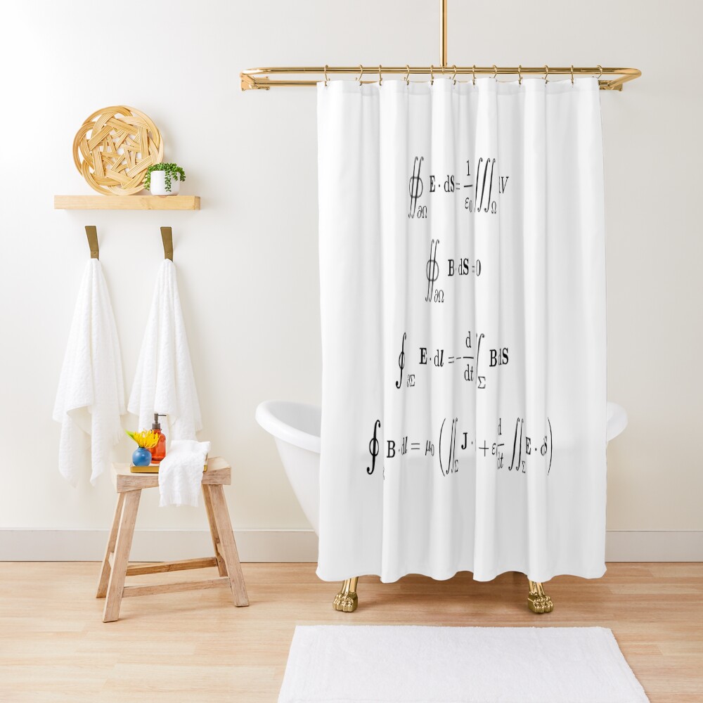 Maxwell's equations, #Maxwells, #equations, #MaxwellsEquations, Maxwell, equation, MaxwellEquations, #Physics, Electricity, Electrodynamics, Electromagnetism Shower Curtain