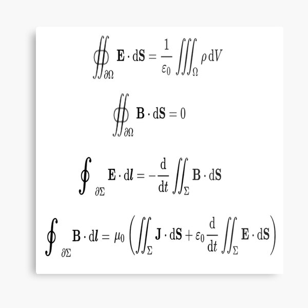 Maxwell's equations, #Maxwells, #equations, #MaxwellsEquations, Maxwell, equation, MaxwellEquations, #Physics, Electricity, Electrodynamics, Electromagnetism Metal Print