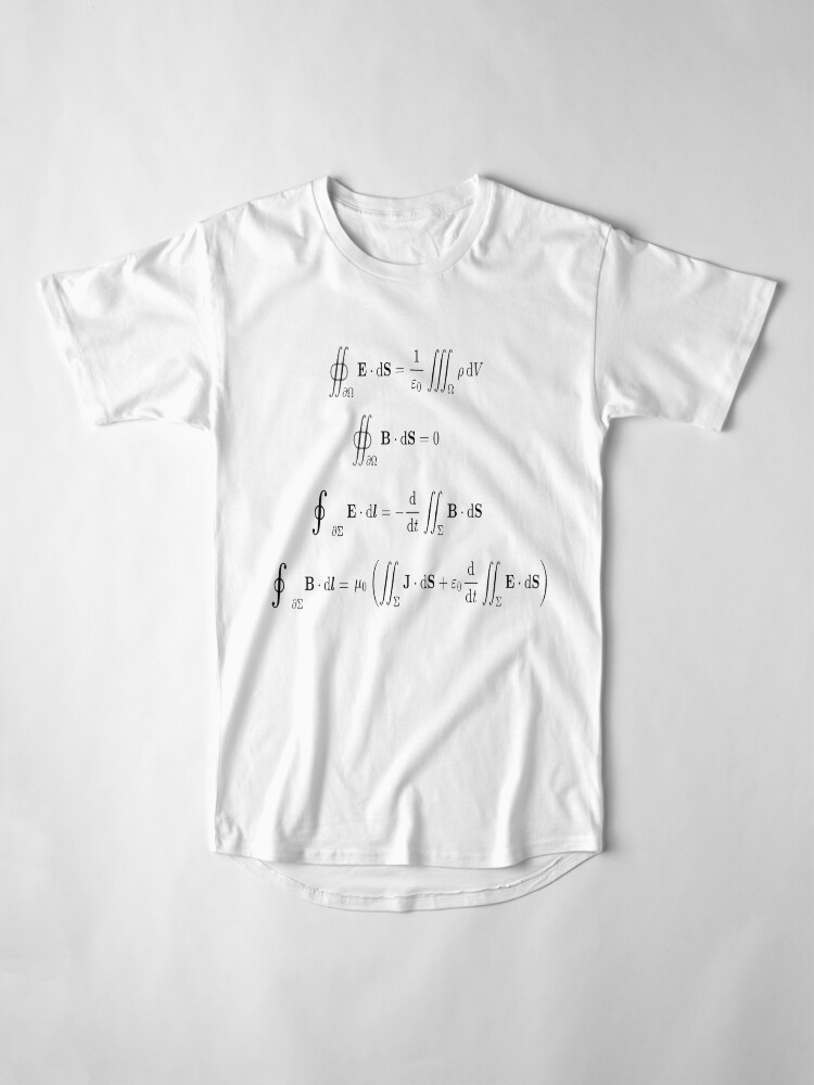Alternate view of Maxwell's equations, #Maxwells, #equations, #MaxwellsEquations, Maxwell, equation, MaxwellEquations, #Physics, Electricity, Electrodynamics, Electromagnetism Long T-Shirt