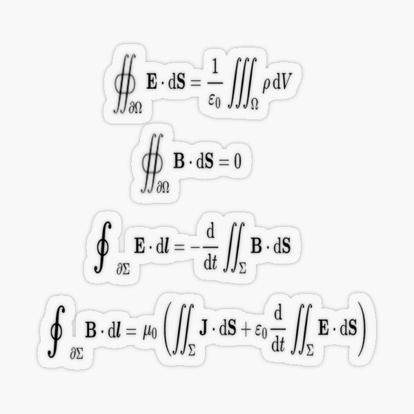 Maxwell's equations, #Maxwells, #equations, #MaxwellsEquations, Maxwell, equation, MaxwellEquations, #Physics, Electricity, Electrodynamics, Electromagnetism Transparent Sticker