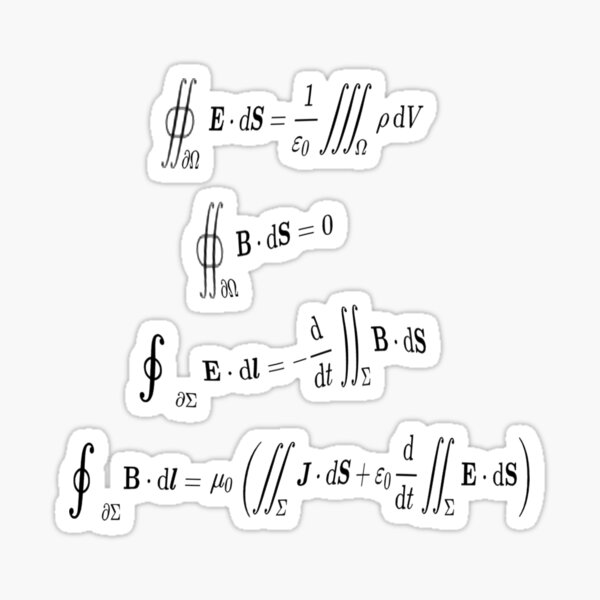 Maxwell's equations, #Maxwells, #equations, #MaxwellsEquations, Maxwell, equation, MaxwellEquations, #Physics, Electricity, Electrodynamics, Electromagnetism Sticker