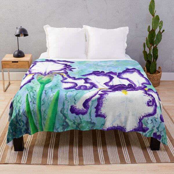 Item preview, White Irises with Purple Border designed and sold by Wyndee Breheny.