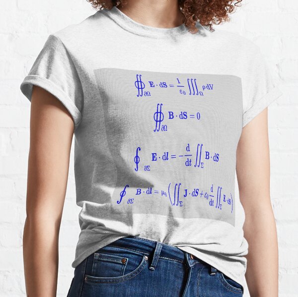 Maxwell's equations, #Maxwells, #equations, #MaxwellsEquations, Maxwell, equation, MaxwellEquations, #Physics, Electricity, Electrodynamics, Electromagnetism Classic T-Shirt