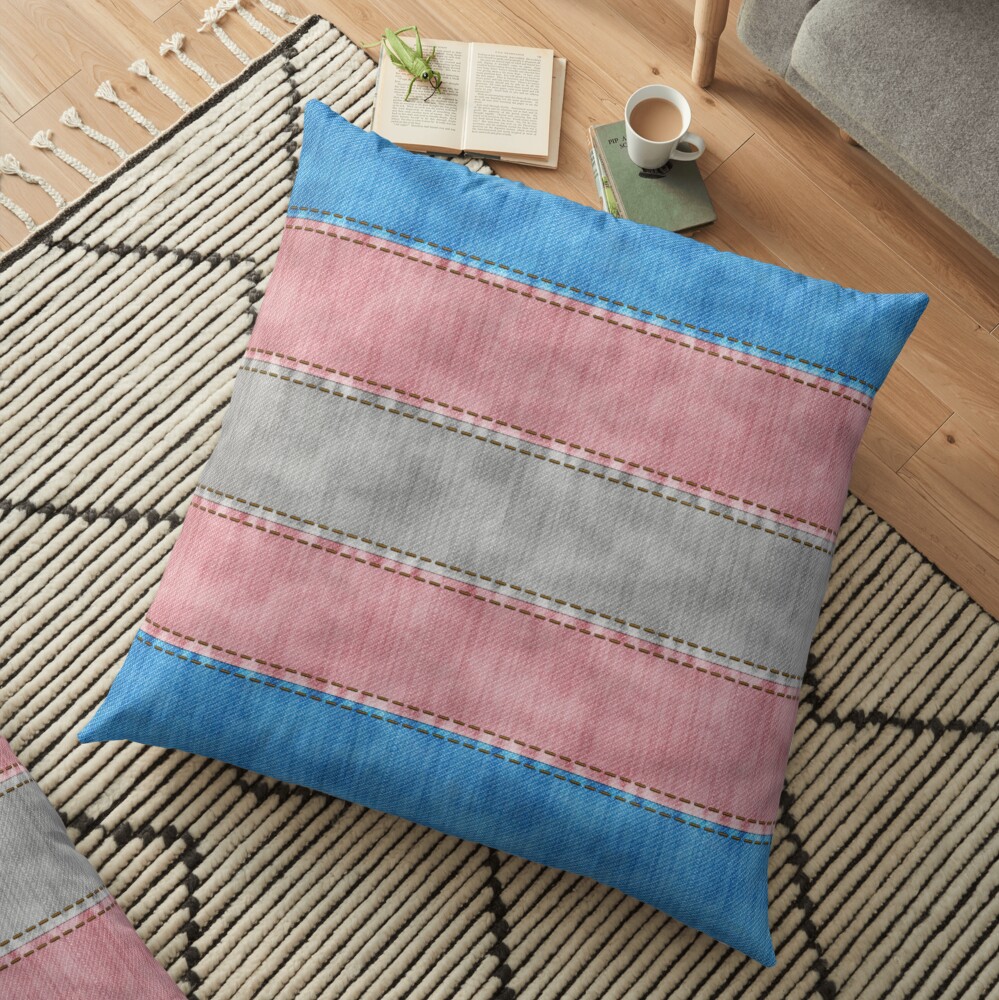 Transgender Denim Flag Floor Pillow