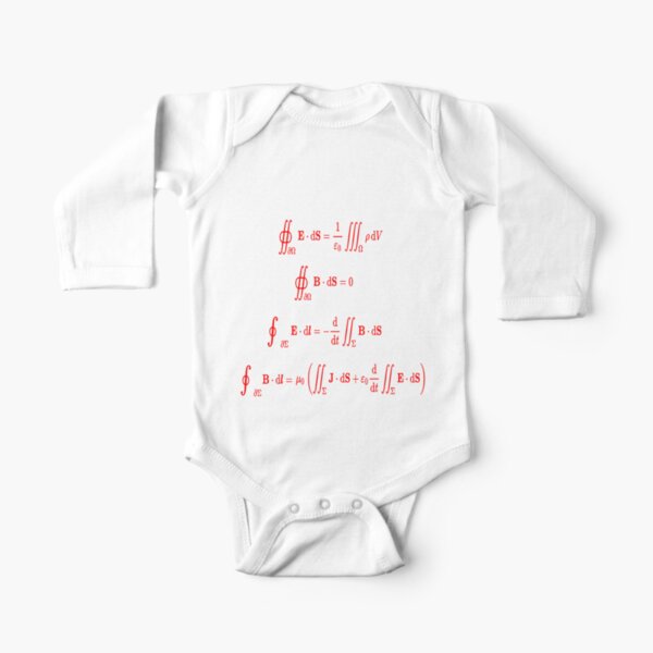 Maxwell's equations, #Maxwells, #equations, #MaxwellsEquations, Maxwell, equation, MaxwellEquations, #Physics, Electricity, Electrodynamics, Electromagnetism Long Sleeve Baby One-Piece