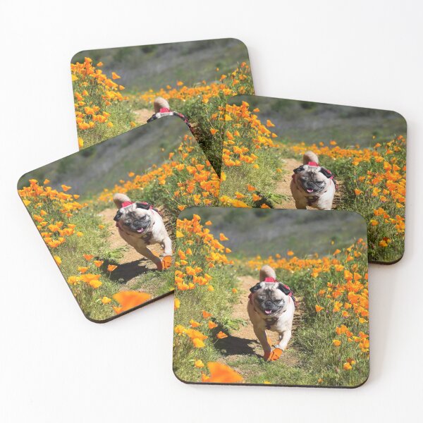 Item preview, Pug Prancing On Picture Perfect Poppy Path designed and sold by pugventurephoto.