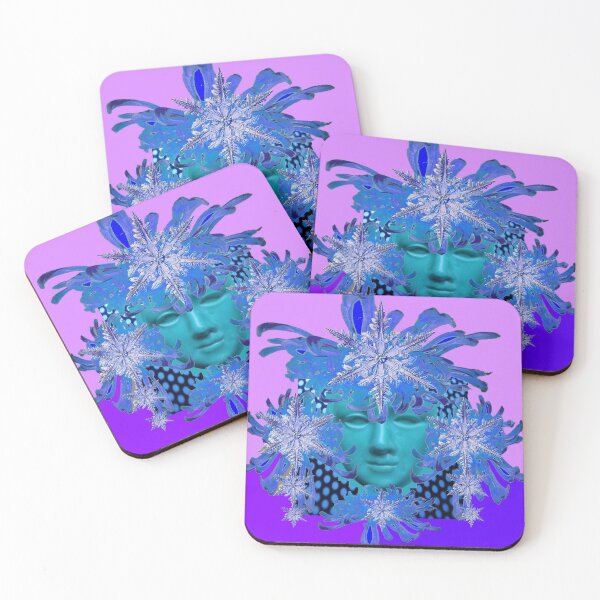 Item preview,   BLUE MARDI GRAS FUCHSIA-PURPLE SNOWFLAKES FACE MASK , designed and sold by sharlesart.
