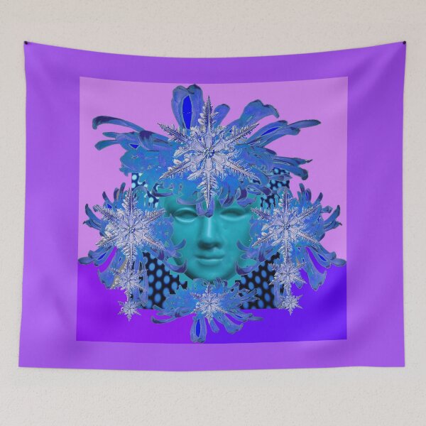 Item preview, BLUE MARDI GRAS FUCHSIA-PURPLE SNOWFLAKES FACE MASK , designed and sold by sharlesart.