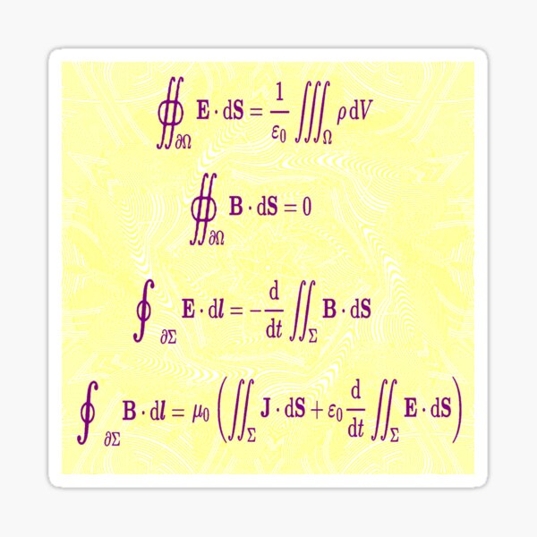 Maxwell&#39;s equations, #Maxwells, #equations, #MaxwellsEquations, Maxwell, equation, MaxwellEquations, #Physics, Electricity, Electrodynamics, Electromagnetism Sticker