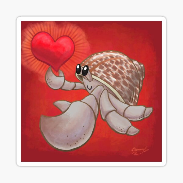 Hermit Crab Love! or Lopsided Claws, Lopsided Heart! Sticker