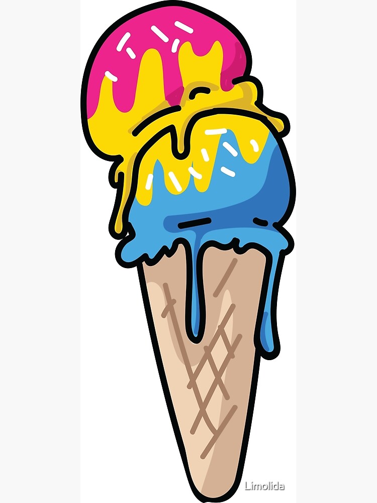 Cute Pansexual Ice Cream Cone Cartoon Vector Illustration Motif Set Greeting Card By Limolida Redbubble