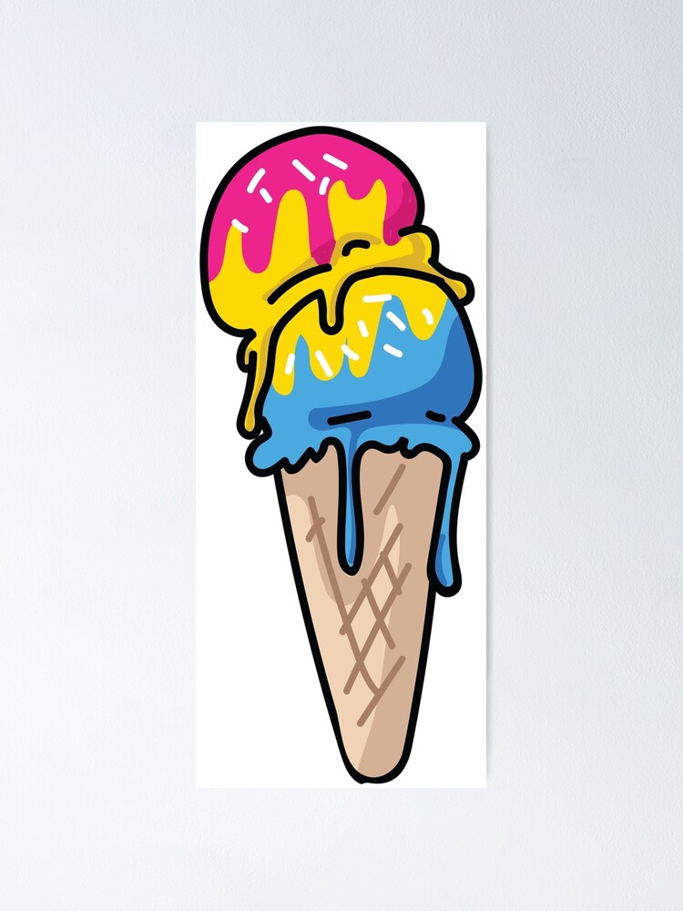 Cute Pansexual Ice Cream Cone Cartoon Vector Illustration Motif Set Poster By Limolida Redbubble