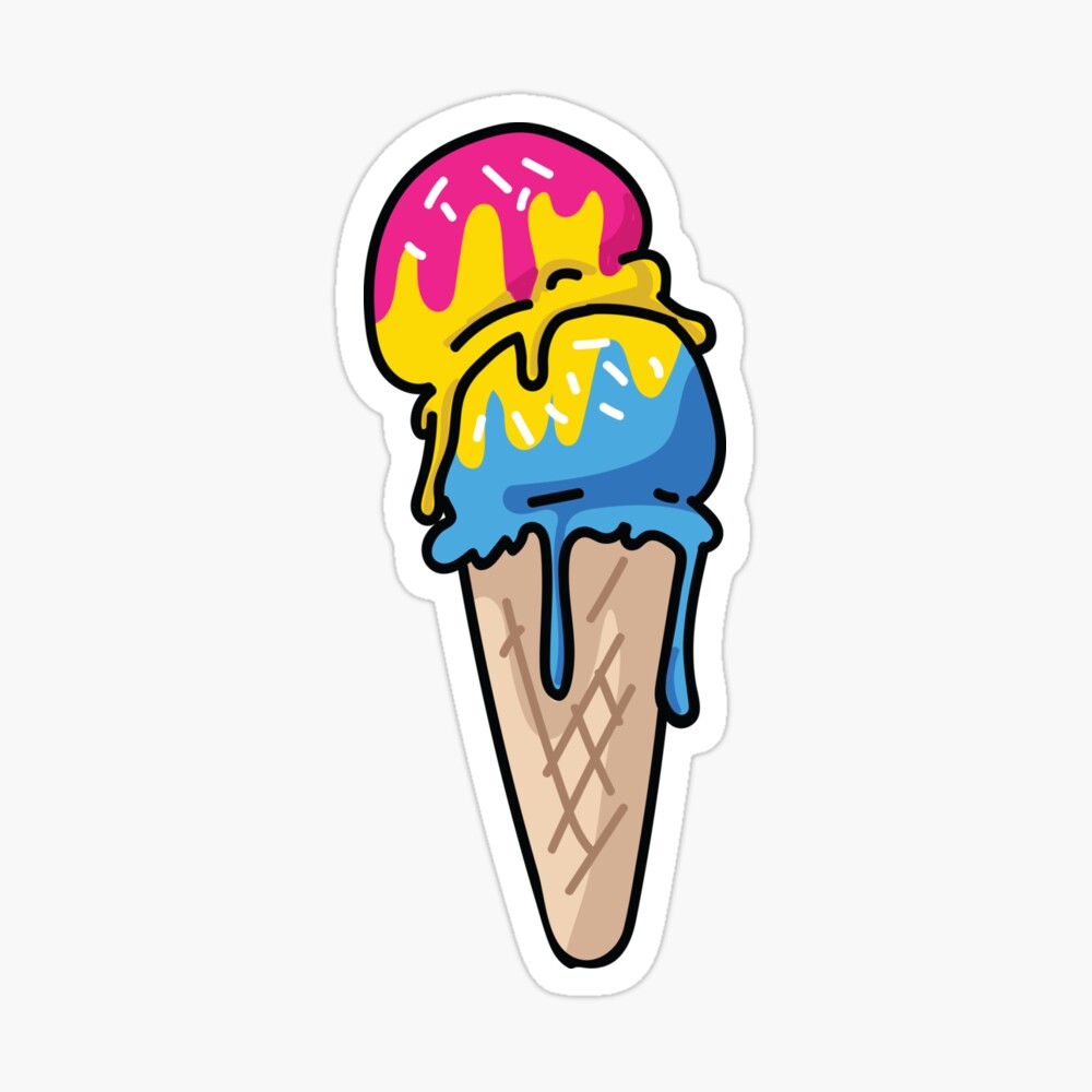 Cute pansexual ice cream cone cartoon vector illustration motif set. Cute pansexual ice cream cone cartoon vector illustration motif set.