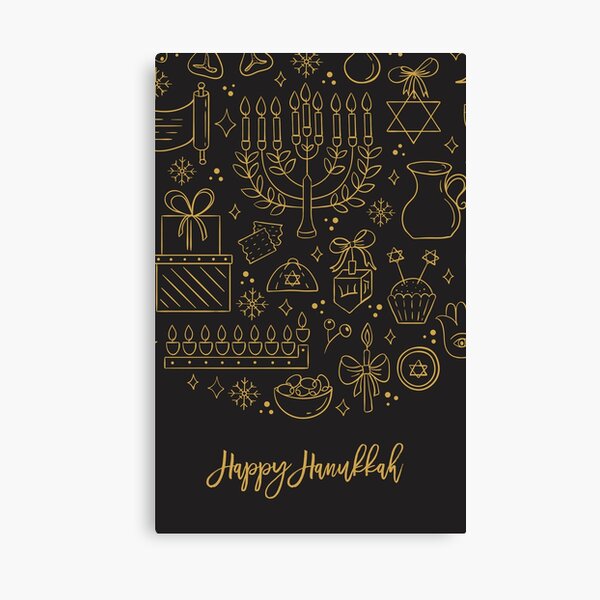 Item preview, Happy Hanukkah, Gold on Black Design designed and sold by FinnBear.