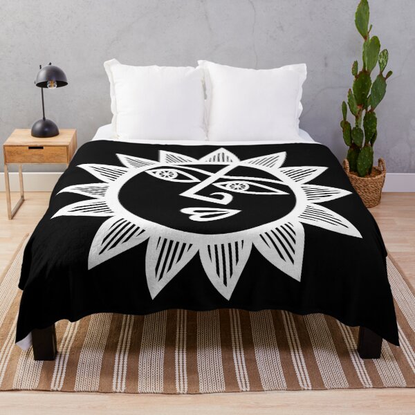 Item preview, Original Happy and Smirky Sun Looking Up Design (inverted/negative B/W) designed and sold by wariana.