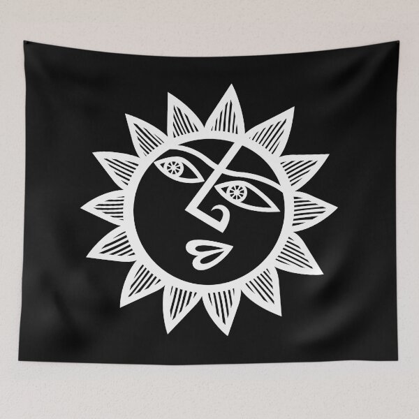 Item preview, Original Happy and Smirky Sun Looking Up Design (inverted/negative B/W) designed and sold by wariana.
