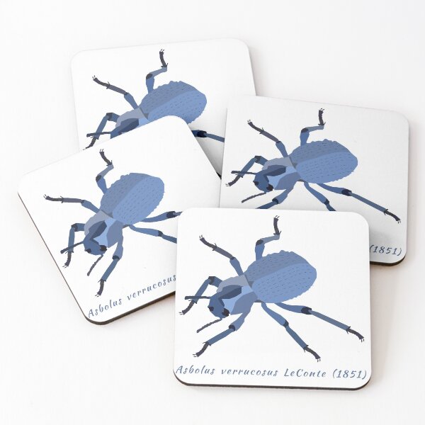 Item preview, Blue feigning death beetle, Asbolus verrucosus, portrait designed and sold by Bug & Brush.