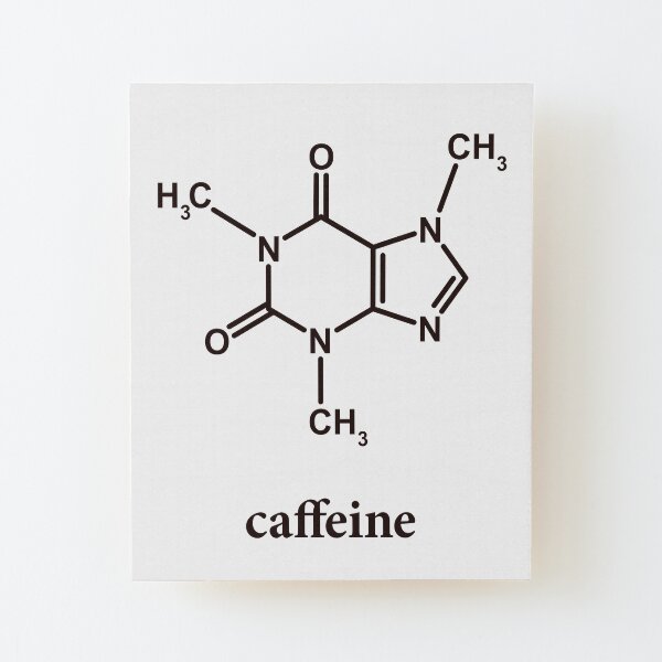 Caffeine Molecule Wood Mounted Print