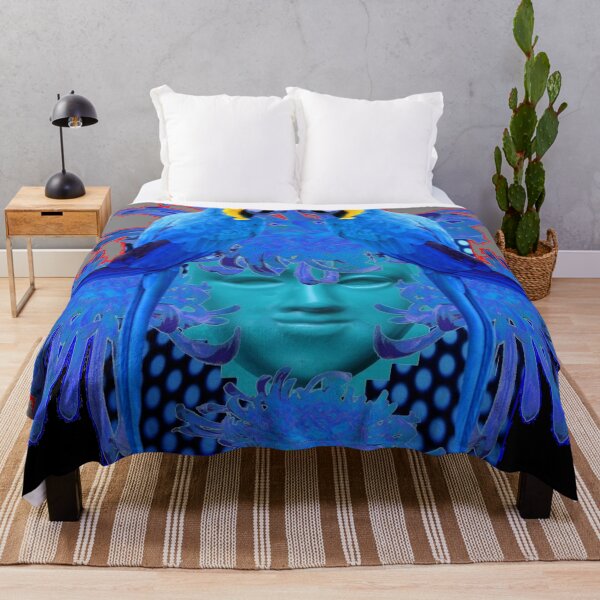 Item preview, BLUE SURREAL MACAW PARROTS ABSTRACT FACE MASK DESIGN, designed and sold by sharlesart.