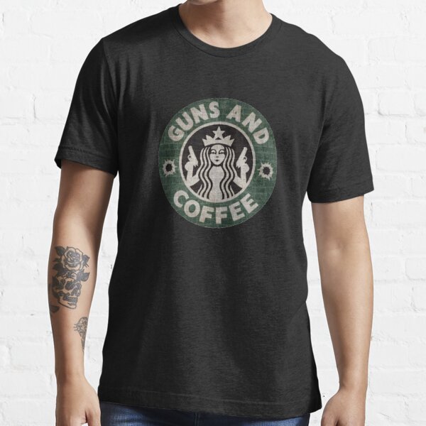 Guns and coffee funny graphic design  Essential T-Shirt